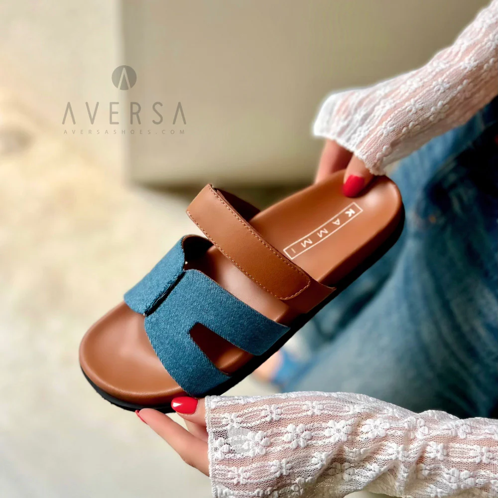 Sandalo basso Archie denim/cuoio