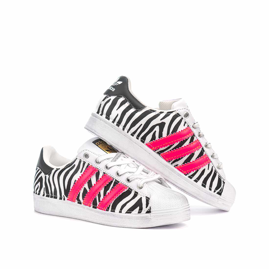 Adidas Superstar Zebrate e Strisce Rosa Neon - immagine 3