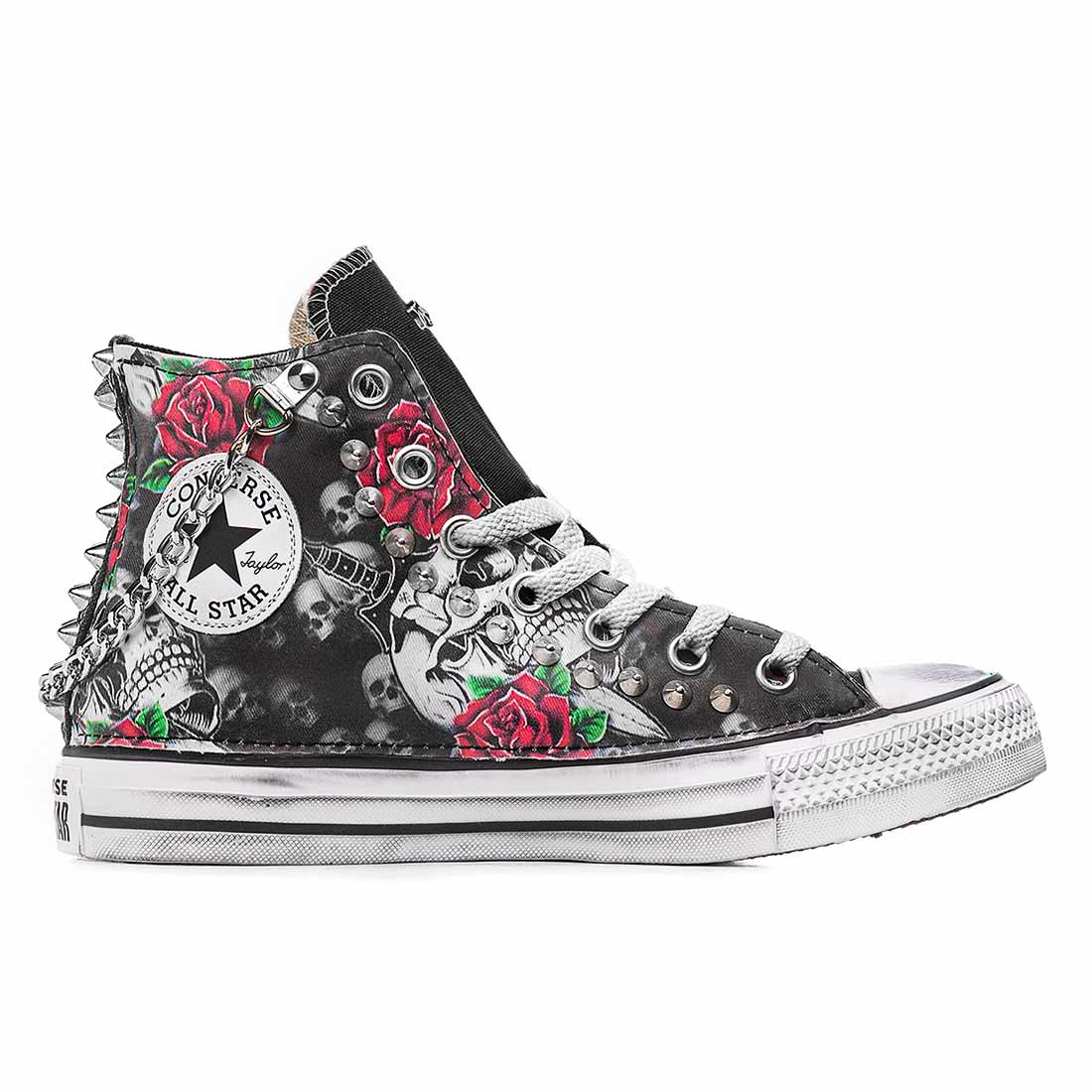 Converse All Star Santa Muerte - Teschi e Rose Rosse - immagine 3
