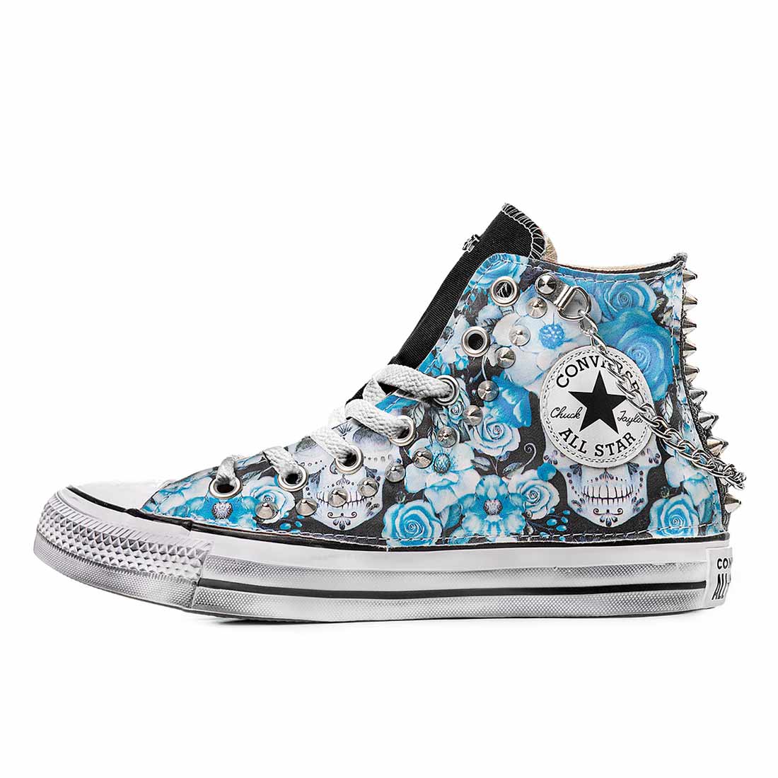 Converse All Star con Teschi e Rose azzurre - immagine 3