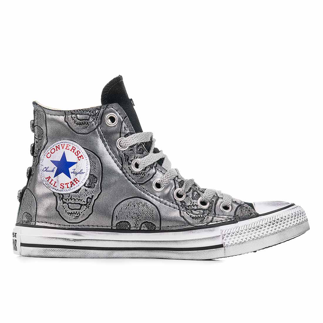 Converse Chuck Taylor High Argento metallizzato con Teschi - immagine 4