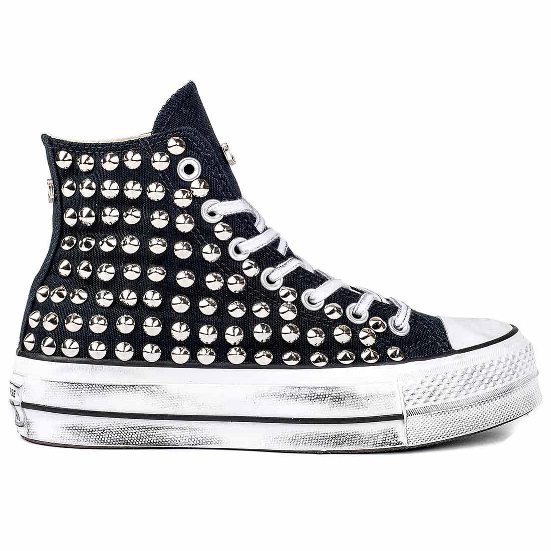 Converse All Star con Borchie - Alte suola Platform - Nere - immagine 2