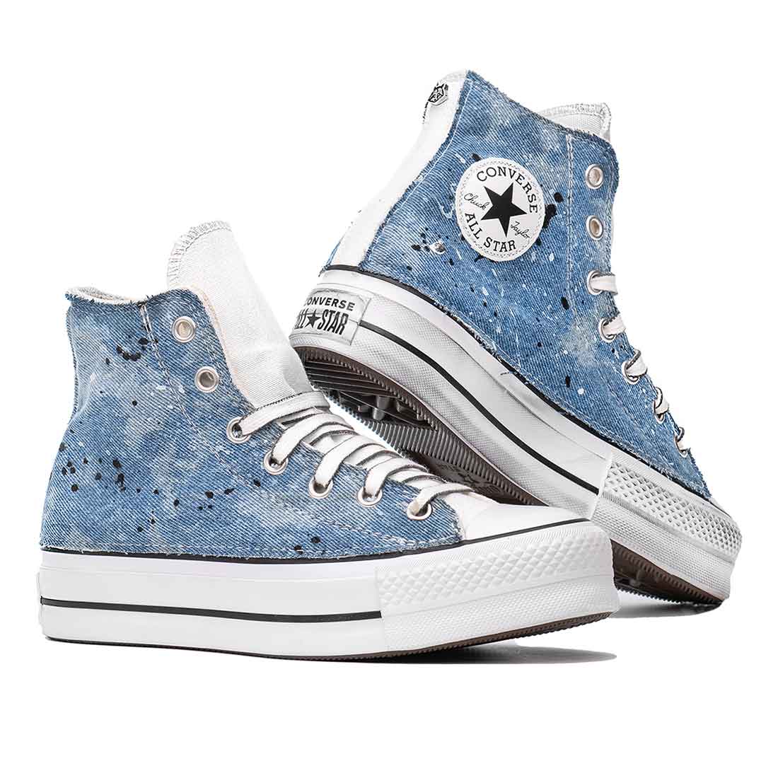 Converse All Star Platform Bianche in Jeans - Outlet - immagine 4