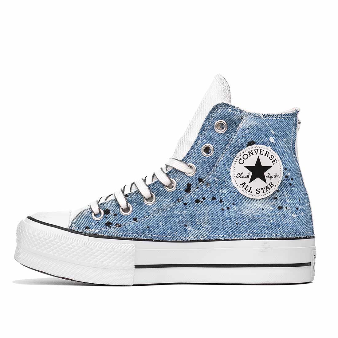Converse All Star Platform Bianche in Jeans - Outlet - immagine 5