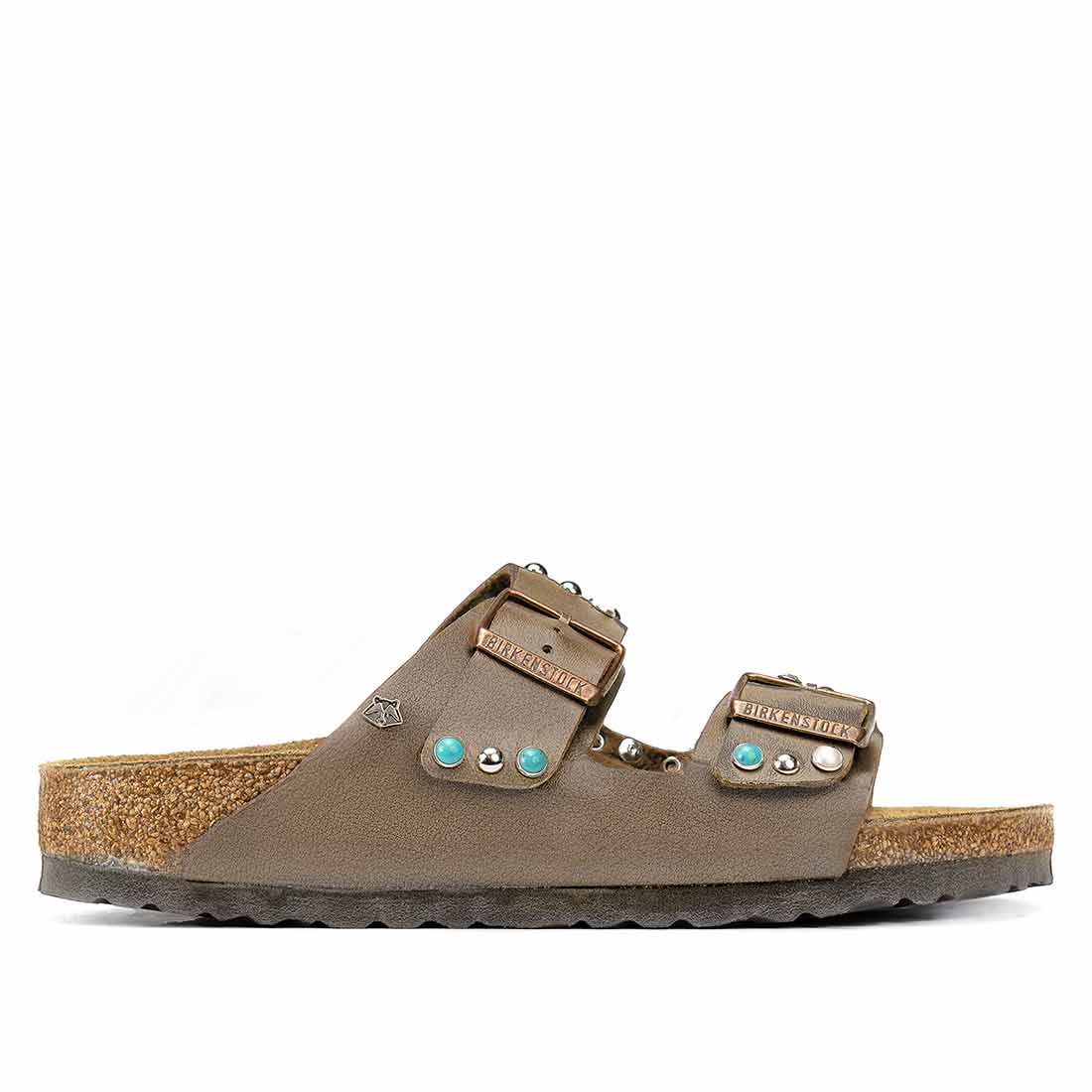 Personalizzazione Birkenstock Arizona con Borchie - Perle - Strass e Pietre - Marrone Mocca - immagine 4