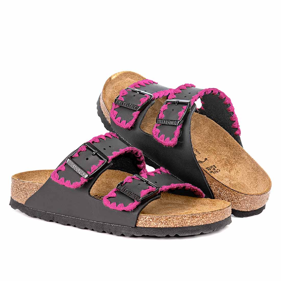 Personalizzazione Birkenstock Arizona con Ricamo Rosa - Nere - immagine 5