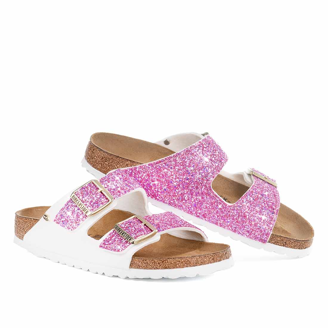 Personalizzazione Birkenstock Arizona Bianche - Glitter Fucsia - immagine 2