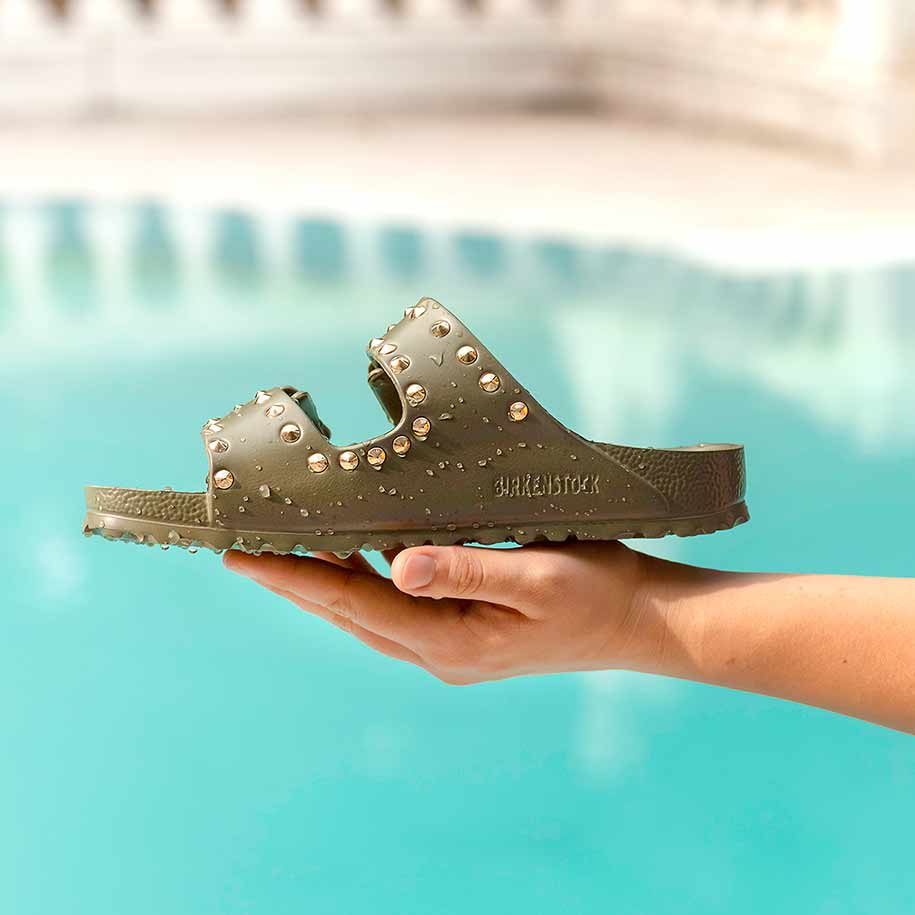 Personalizzazione Birkenstock Arizona Eva Verde militare con Borchie Oro - immagine 3