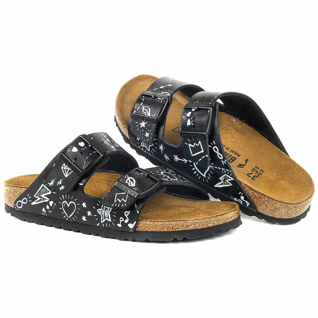 Personalizzazione Ciabatte Birkenstock Arizona Dipinte a mano - Nere - Outlet - immagine 2