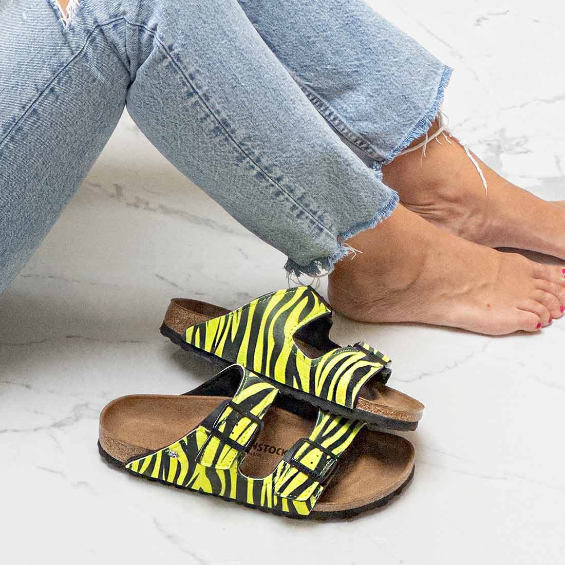Personalizzazione Birkenstock Arizona Zebrate Giallo Fluo - Outlet - immagine 3