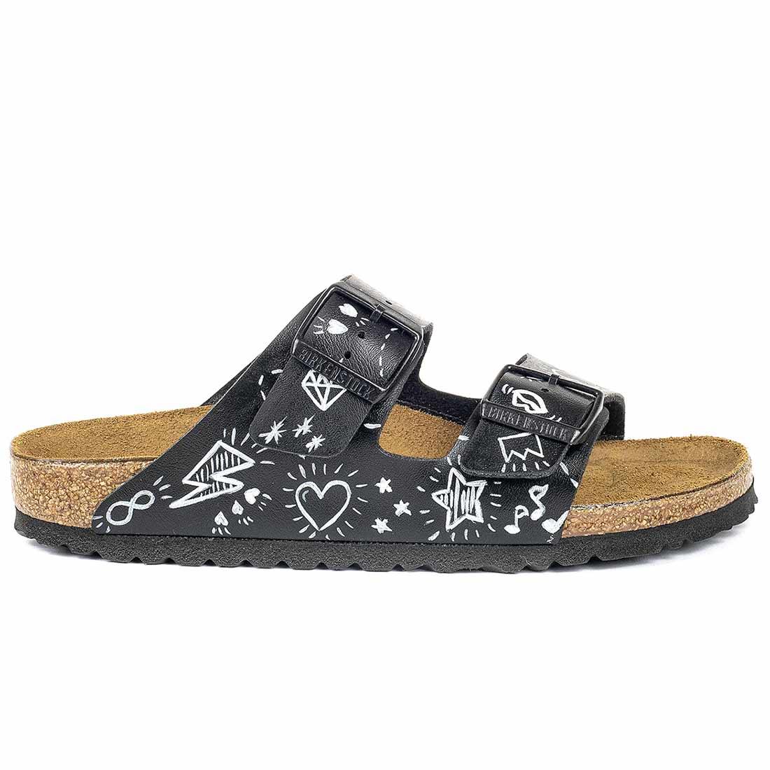 Personalizzazione Ciabatte Birkenstock Arizona Dipinte a mano - Nere - Outlet - immagine 4