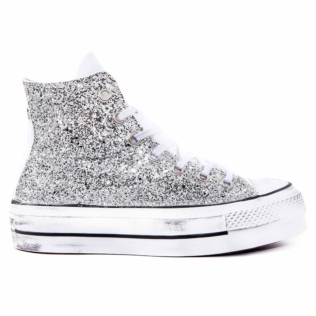 Converse Platform con Glitter Argento - Alte - immagine 2