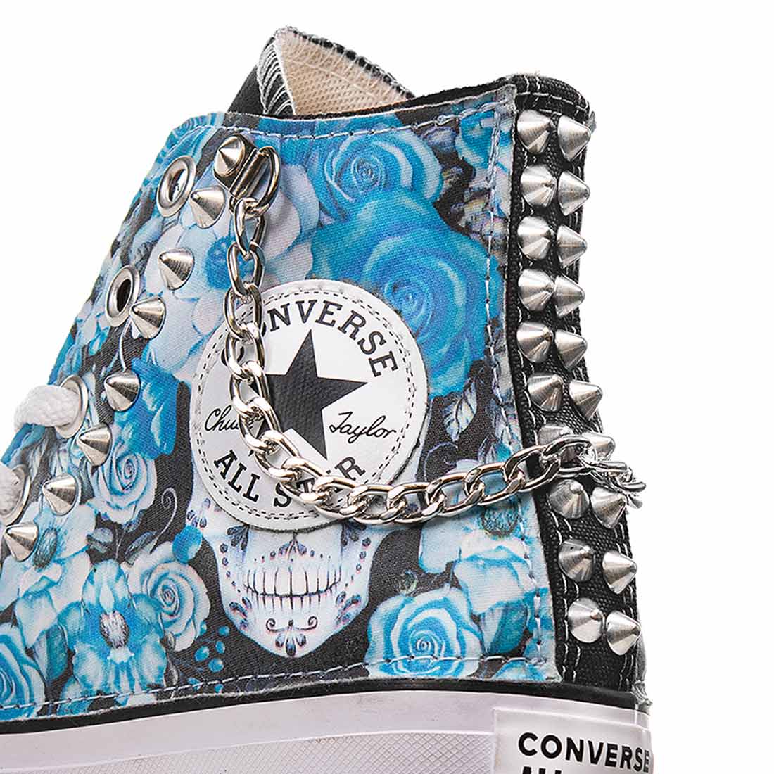 Converse All Star con Teschi e Rose azzurre - immagine 4
