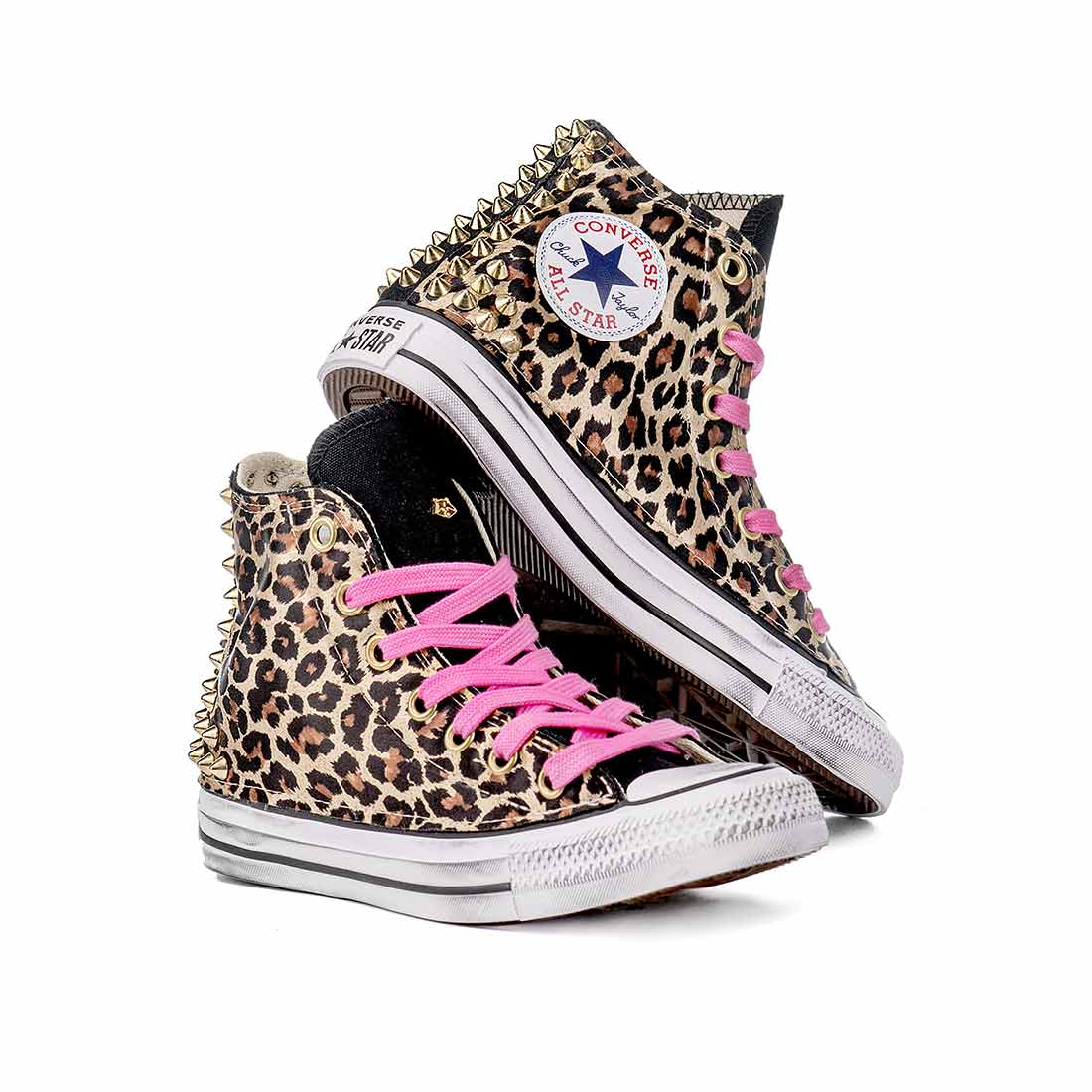 Converse All Star Alte Leopardate con Borchie Oro - Outlet - immagine 3