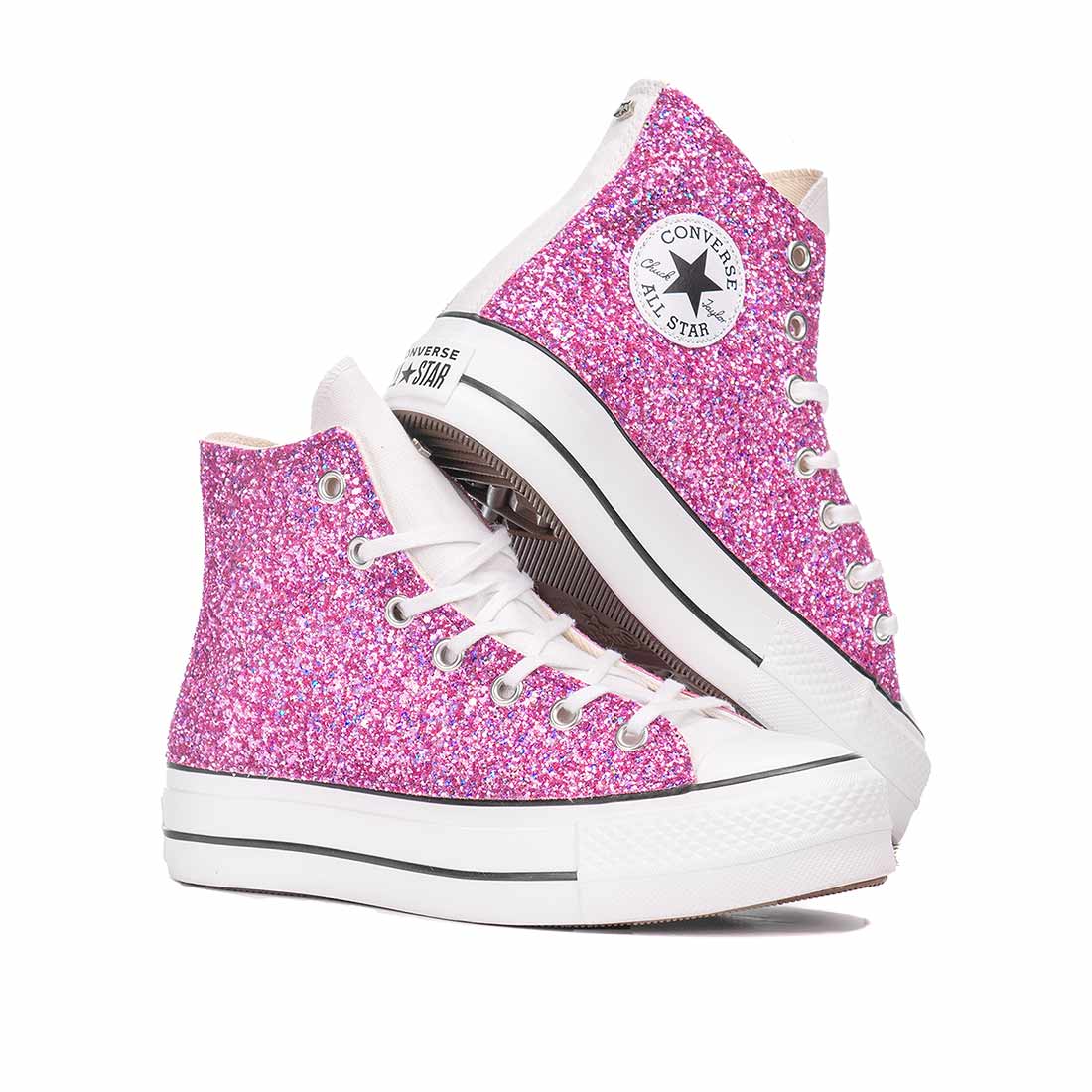 Converse All Star Bianche Glitter Fucsia - immagine 4