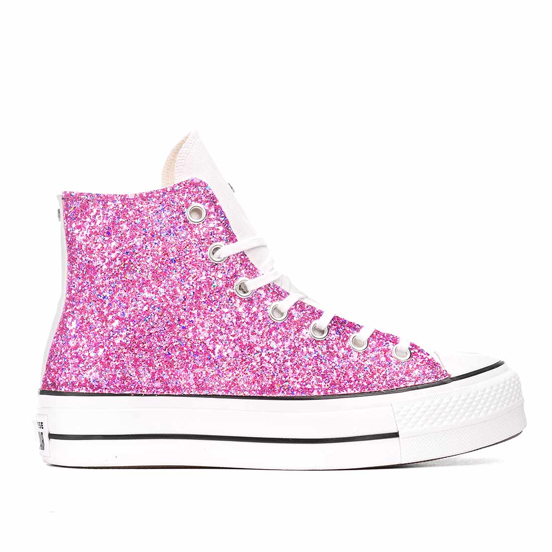 Converse All Star Bianche Glitter Fucsia - immagine 2