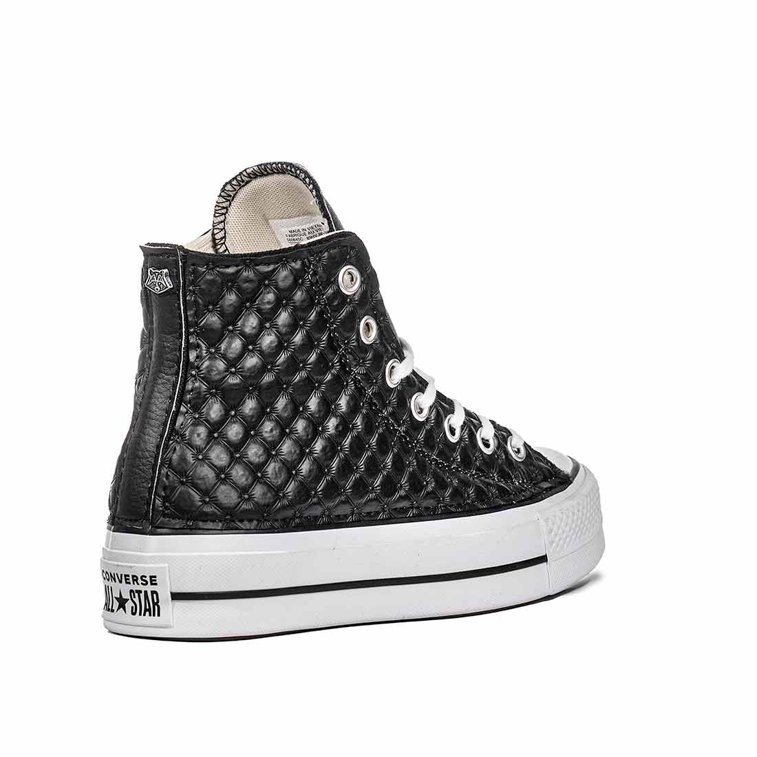 Converse All Star Alte in Ecopelle Nere - Matelassè - immagine 5
