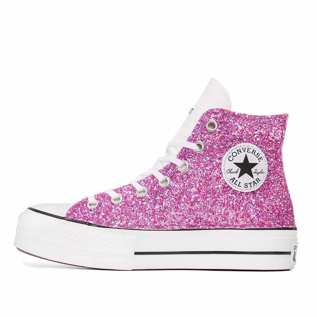 Converse All Star Bianche Glitter Fucsia - immagine 5