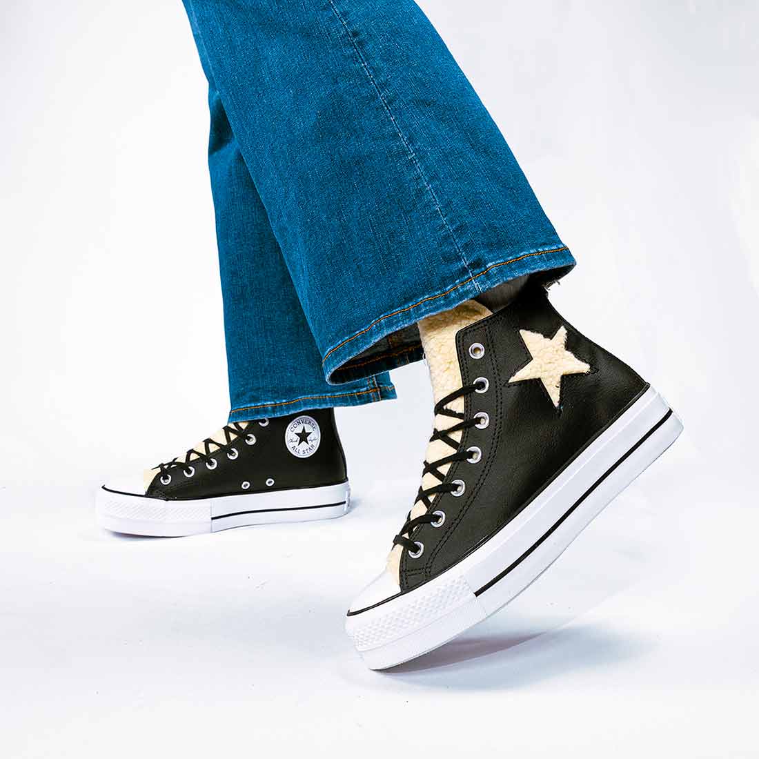 Converse All Star Platform in Pelle con Stella Teddy - immagine 3