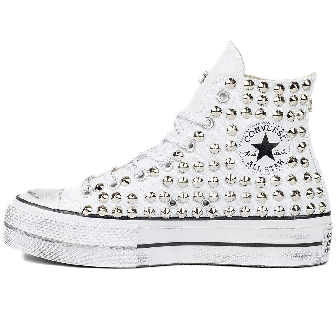 Converse All Star Alte Platform con Borchie - Bianche - immagine 4