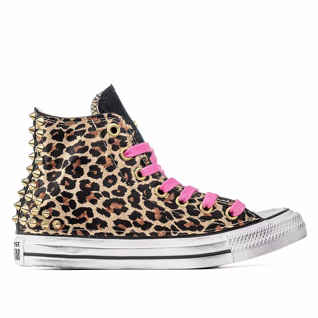 Converse All Star Alte Leopardate con Borchie Oro - Outlet - immagine 2