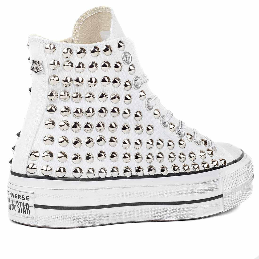 Converse All Star Alte Platform con Borchie - Bianche - immagine 5