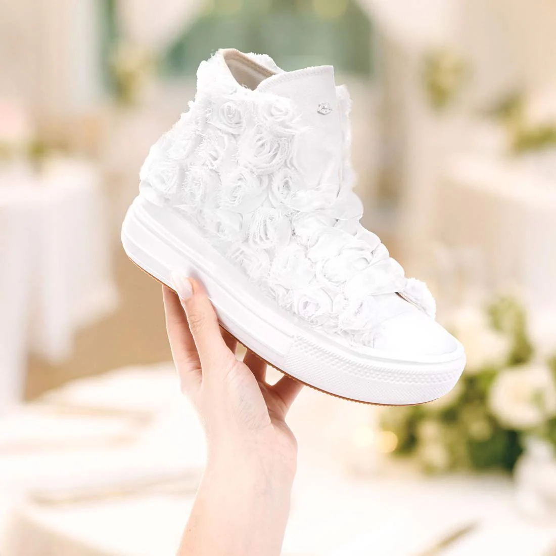 Converse All Star Alte Move Rose Bianche - Sposa - immagine 3