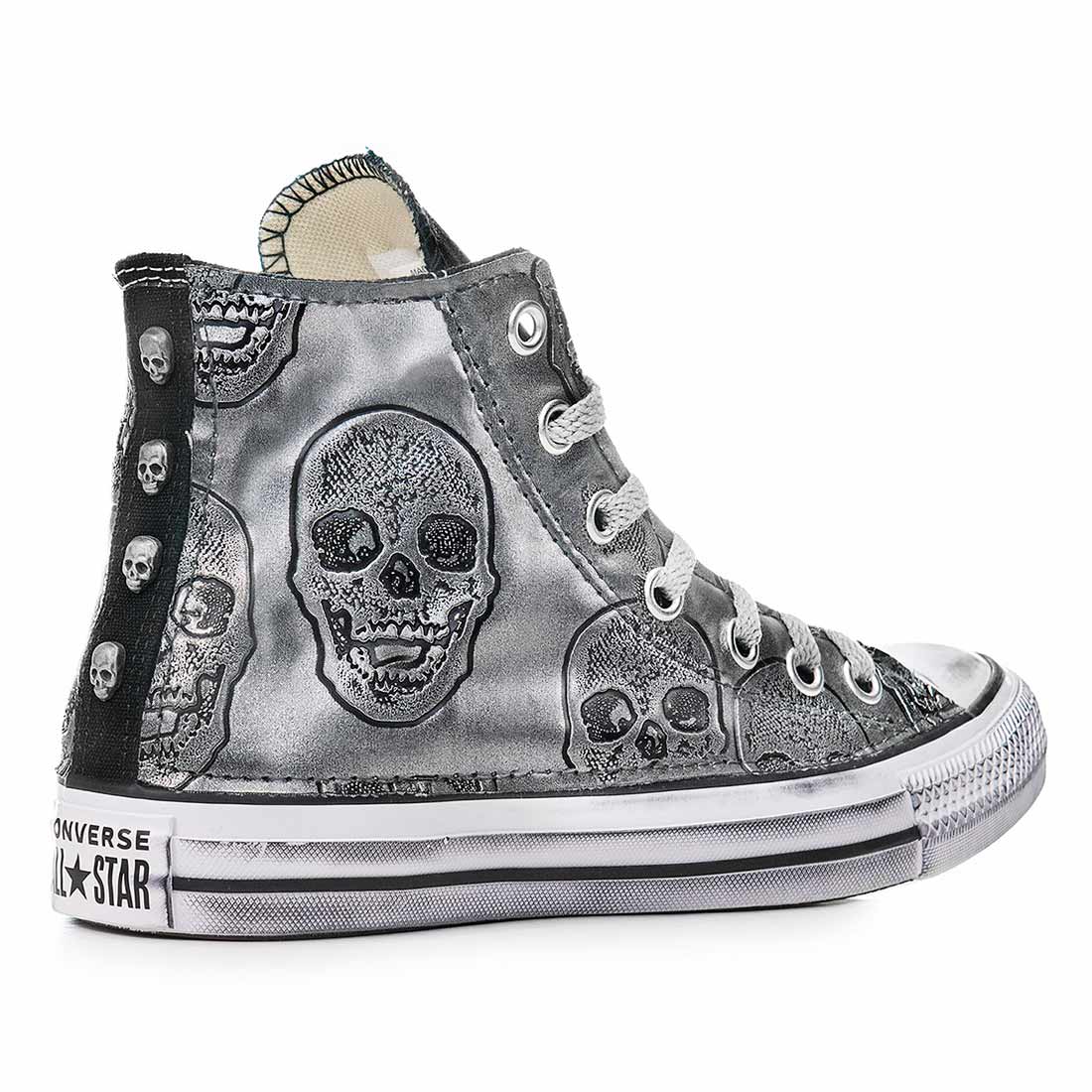 Converse Chuck Taylor High Argento metallizzato con Teschi - immagine 5