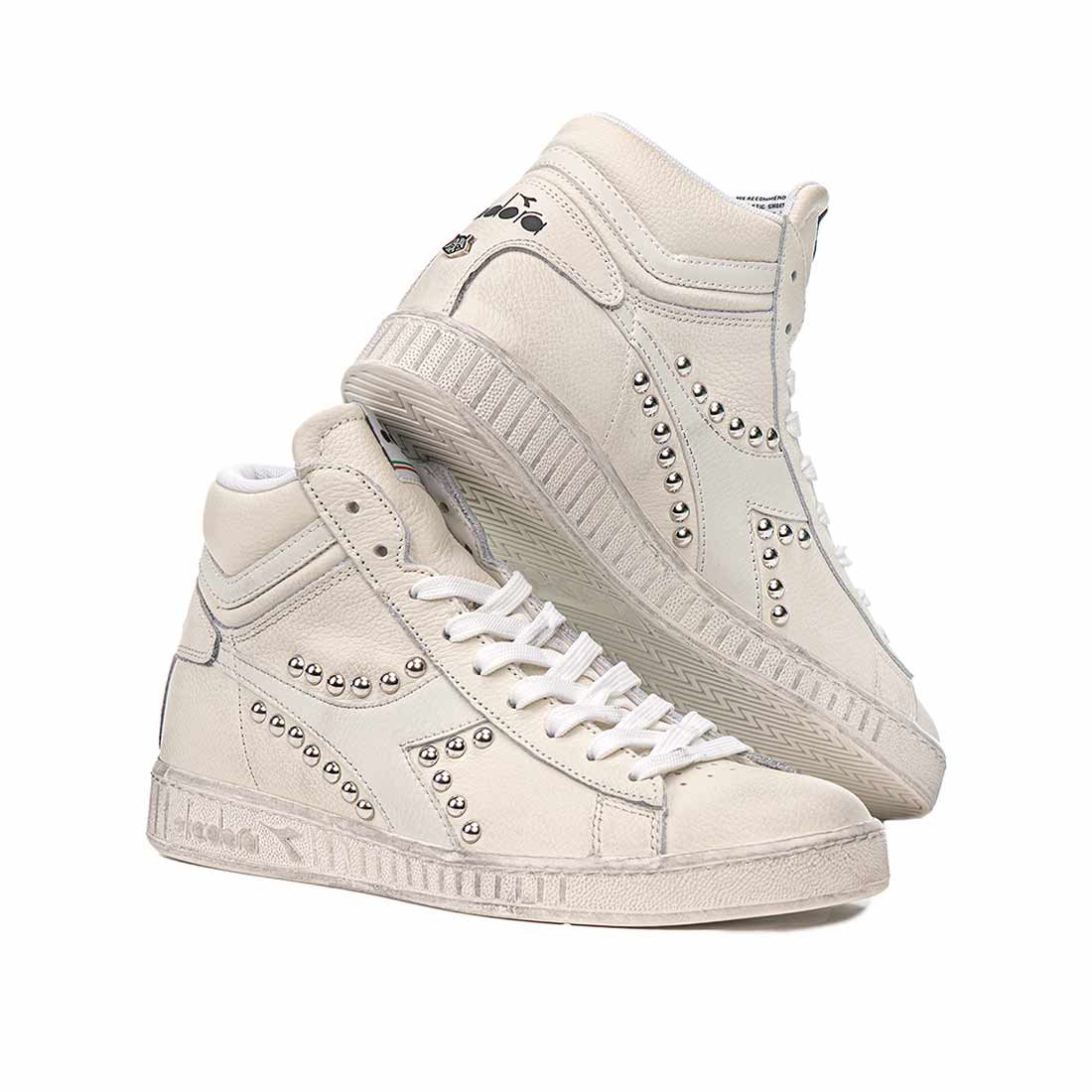 Diadora Game High bianche con Borchie Vintage - immagine 3
