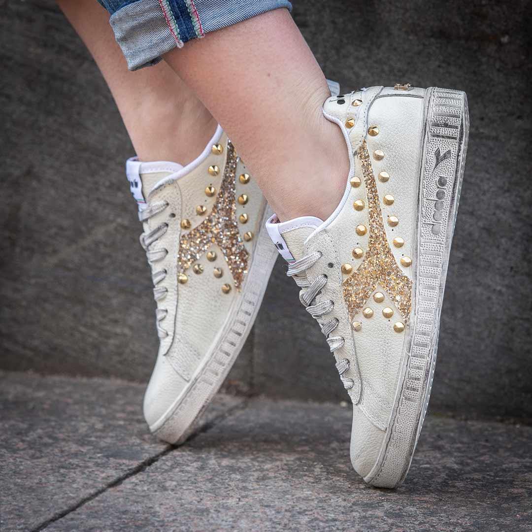 Diadora Game L Low Glitter e borchie Oro - immagine 3
