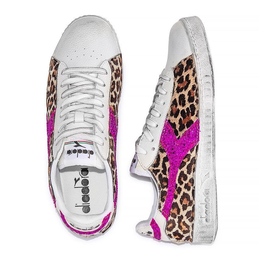 Diadora Game L Low - Leopardate (Animalier Maculato) e Glitter Fucsia - immagine 5