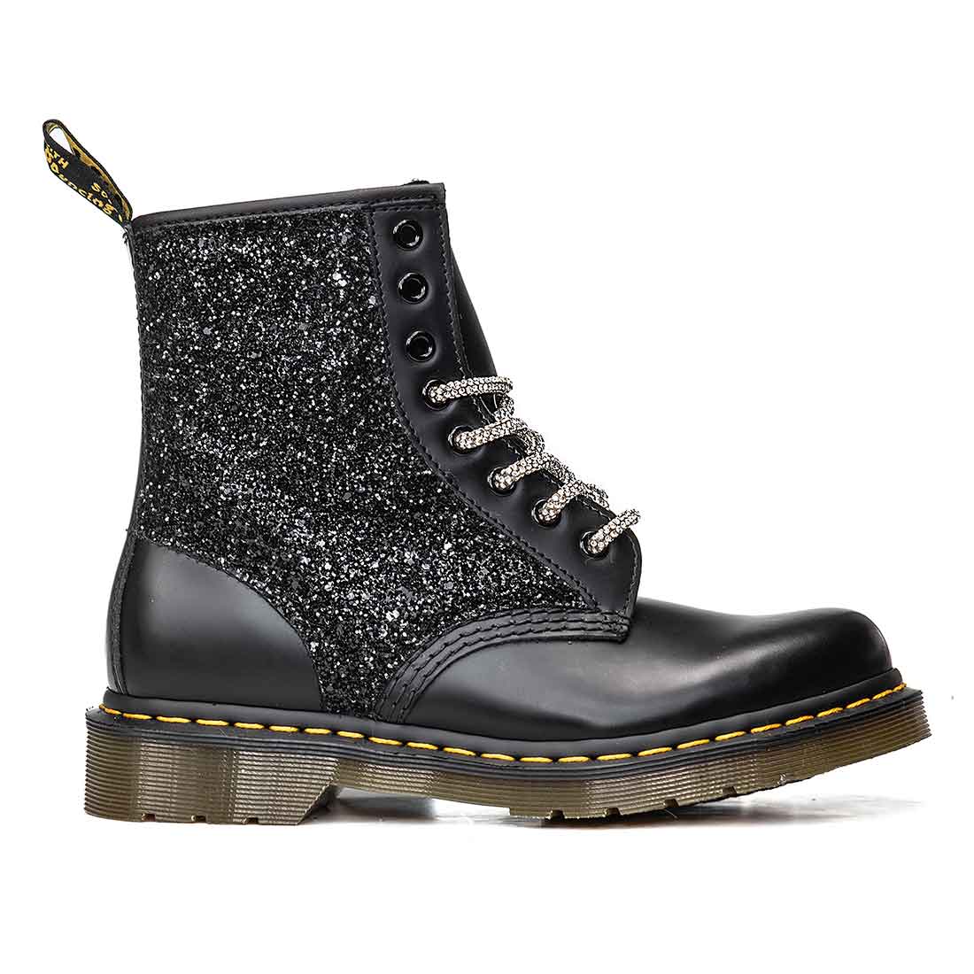 Personalizzazione Dr Martens con Glitter Nero - Lacci diamante - immagine 2