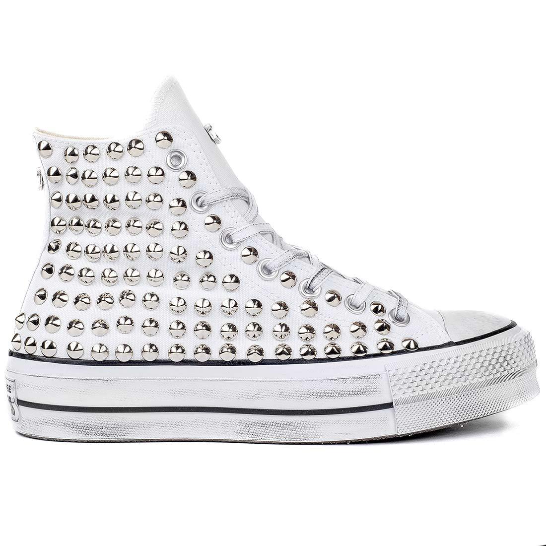 Converse All Star Alte Platform con Borchie - Bianche - immagine 2