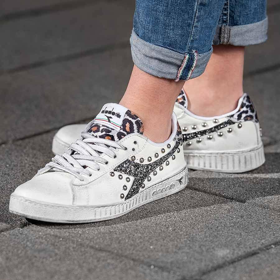 Diadora Game L Low con Borchie, Leopardate e Glitter Nero - immagine 3