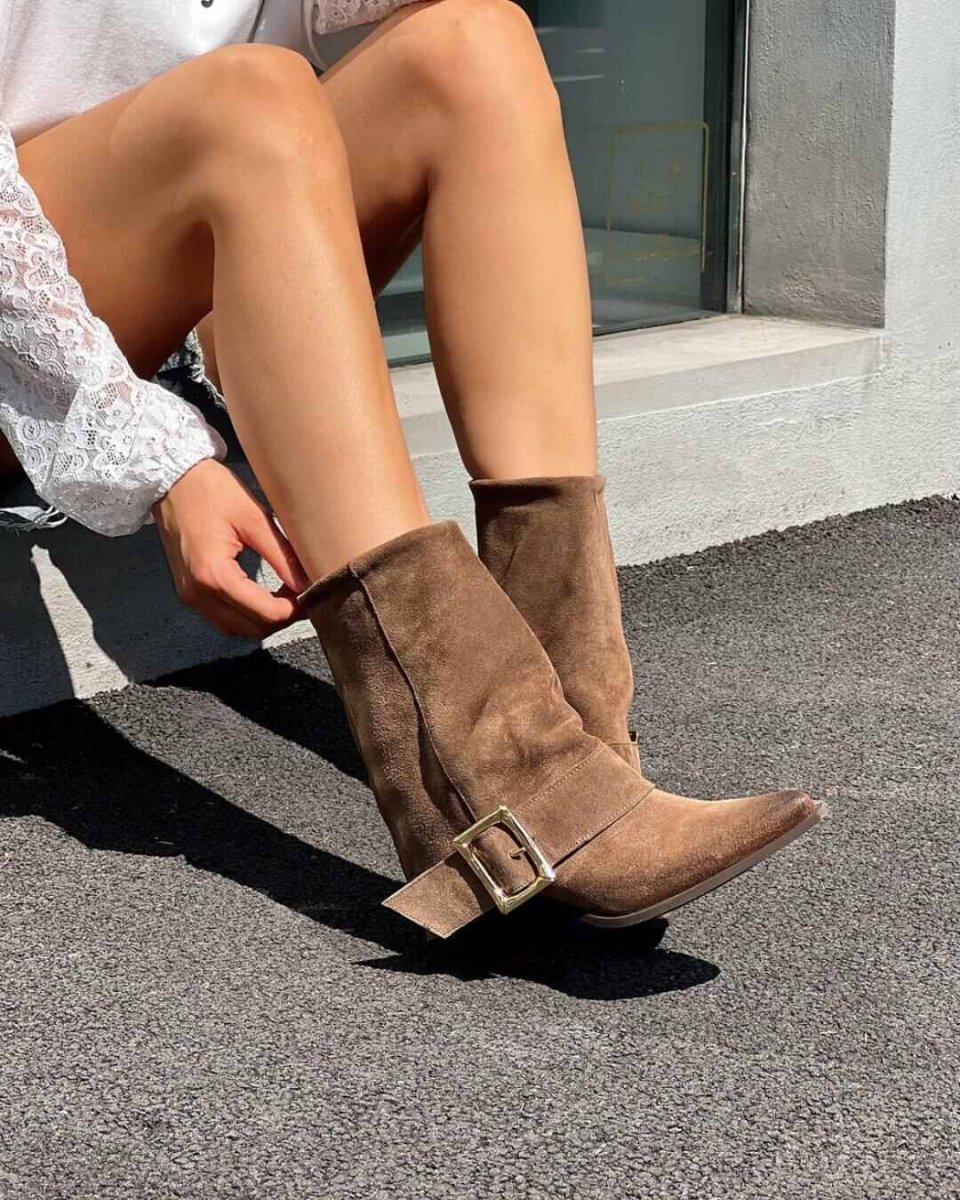 Texano Vanessa taupe con fibbia oro - immagine 8