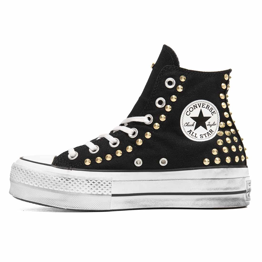 Converse All Star Alte Nere Borchiate Oro - immagine 4
