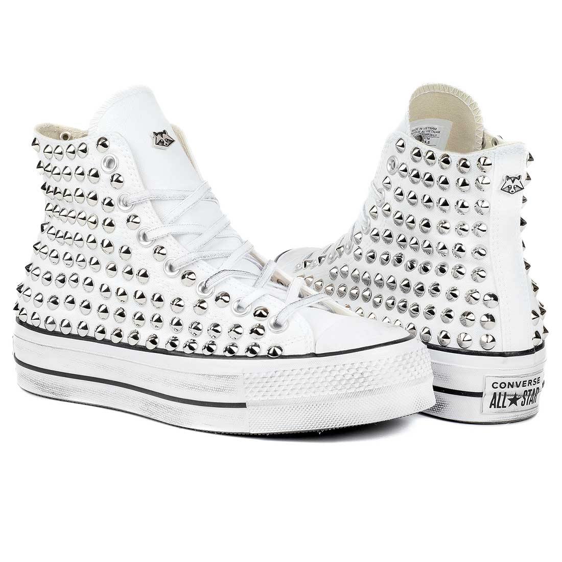 Converse All Star Alte Platform con Borchie - Bianche - immagine 6