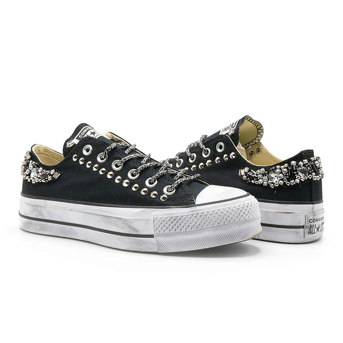 Converse All Star Basse suola Platform con Gioielli - Nere - immagine 4