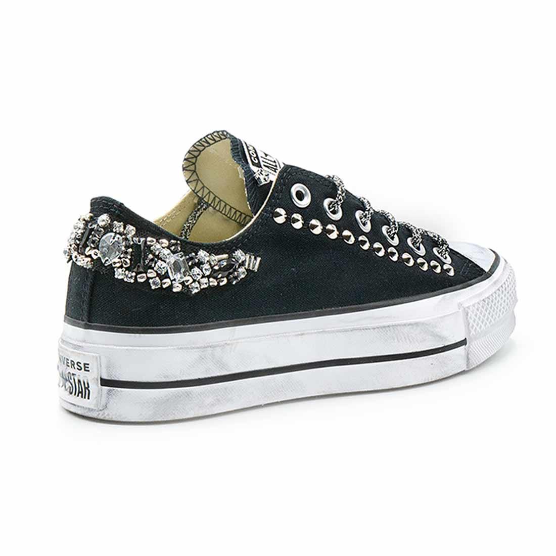 Converse All Star Basse suola Platform con Gioielli - Nere - immagine 3