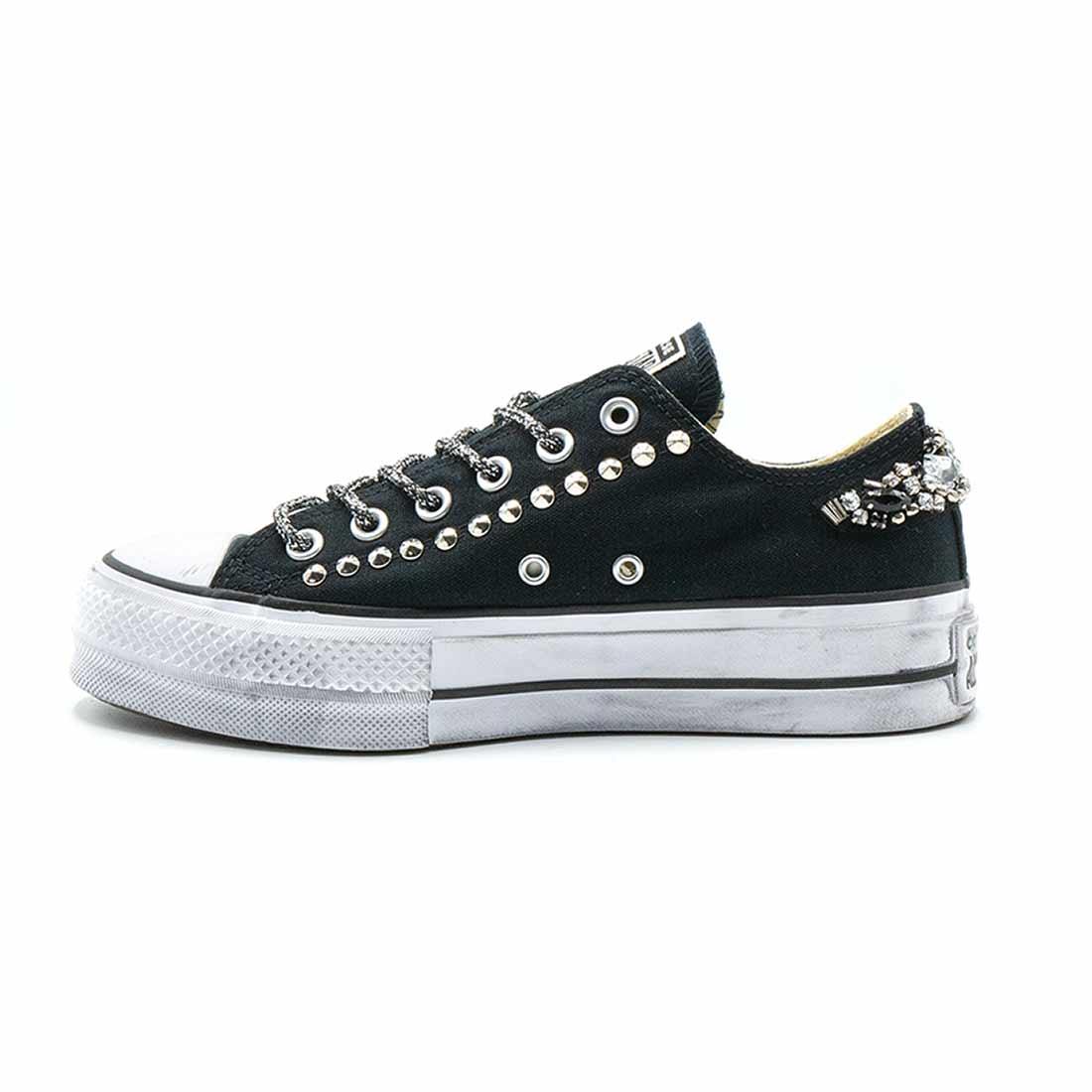 Converse All Star Basse suola Platform con Gioielli - Nere - immagine 5