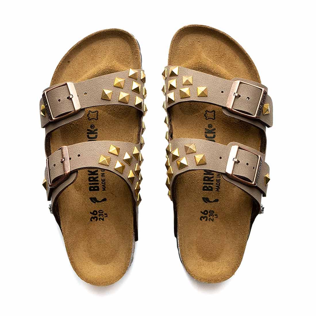 Personalizzazione Birkenstock Arizona con Borchie a Piramide Oro - Marrone Mocca - Outlet - immagine 2