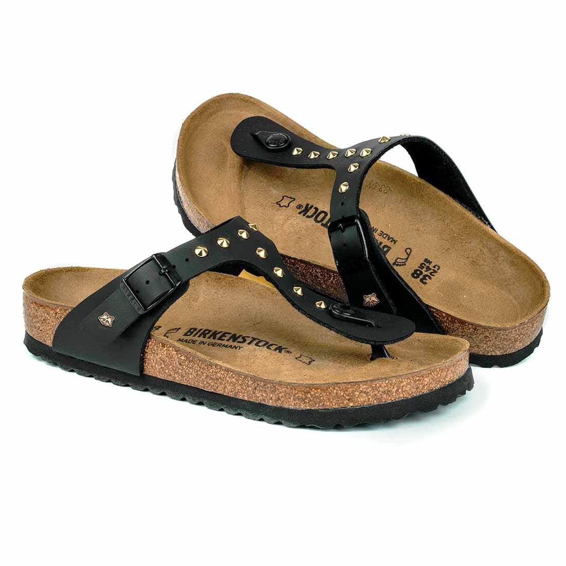 Personalizzazione Birkenstock Gizeh con Borchie a Cuneo Oro - Nere - immagine 3