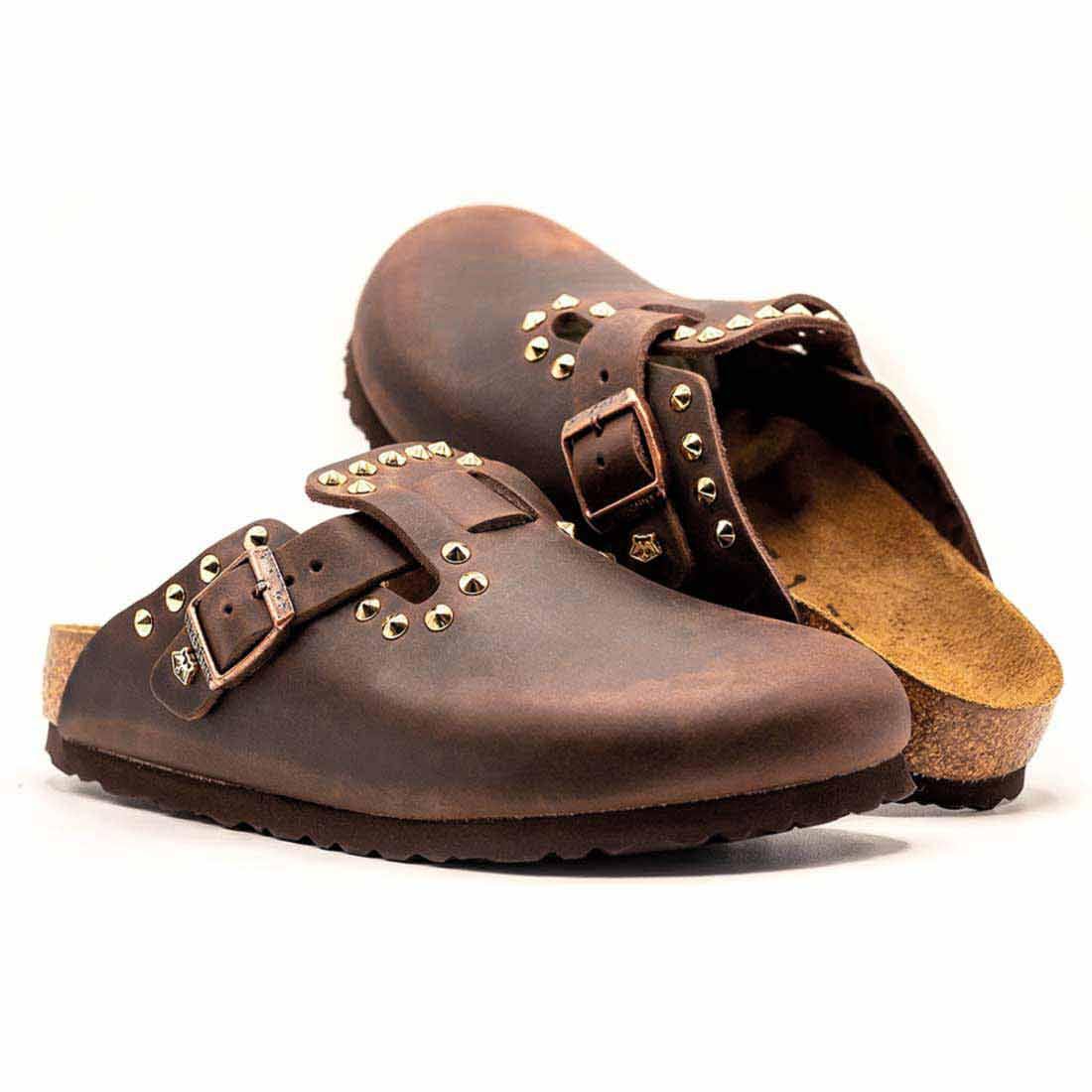 Personalizzazione Birkenstock Boston con Borchie Oro - Marroni - Outlet - immagine 3
