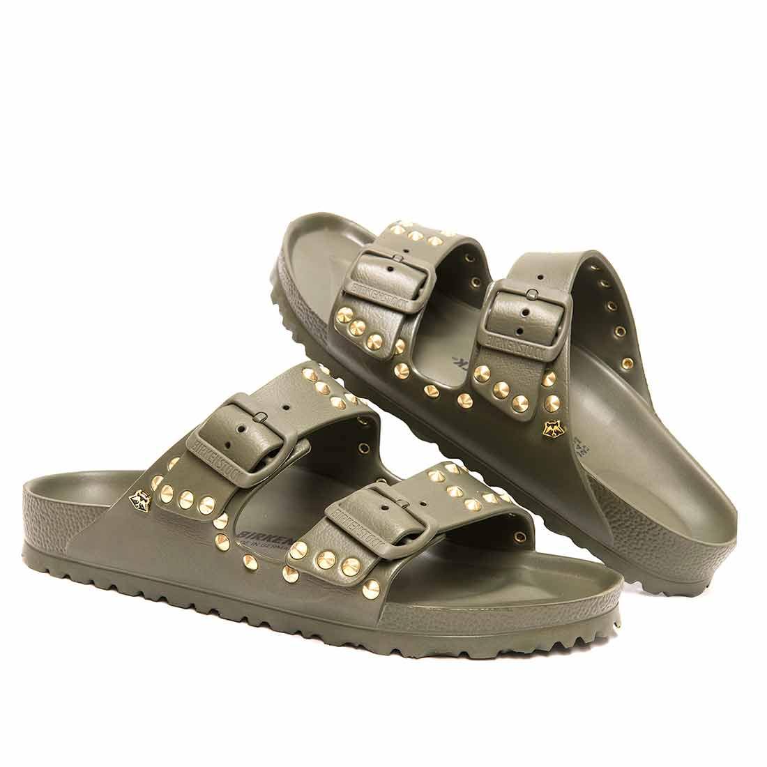 Personalizzazione Birkenstock Arizona Eva Verde militare con Borchie Oro - immagine 2