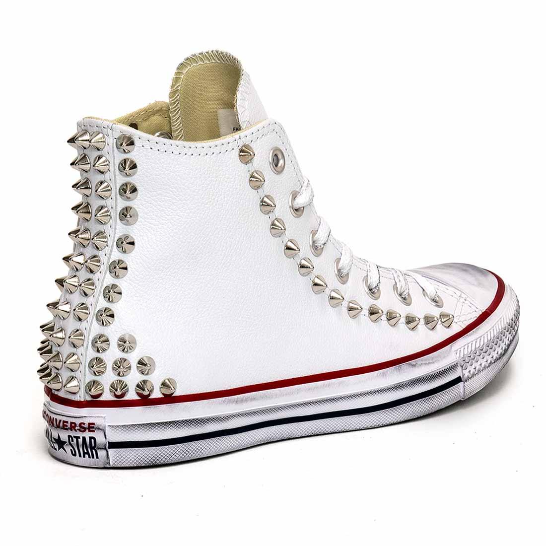 Converse All Star in Pelle con Borchie - Bianche - immagine 4