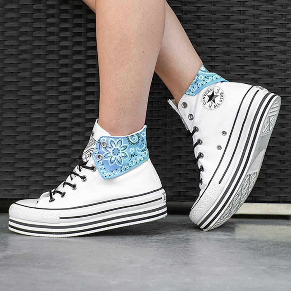 Converse All Star Alte Platform con Bandana Azzurro Pastello - immagine 3