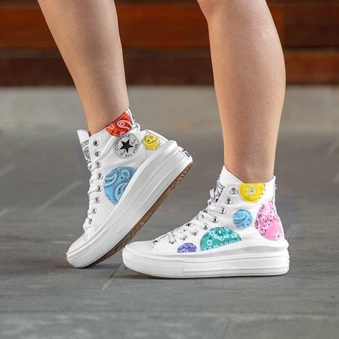 Converse All Star Alte Move Bianche Bandana a Pois - immagine 3