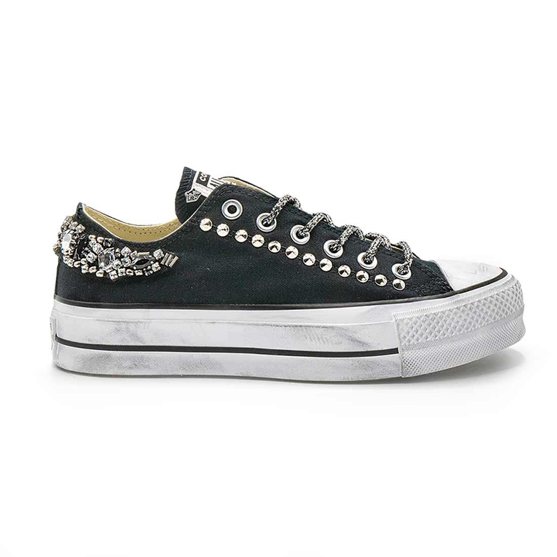 Converse All Star Basse suola Platform con Gioielli - Nere - immagine 2