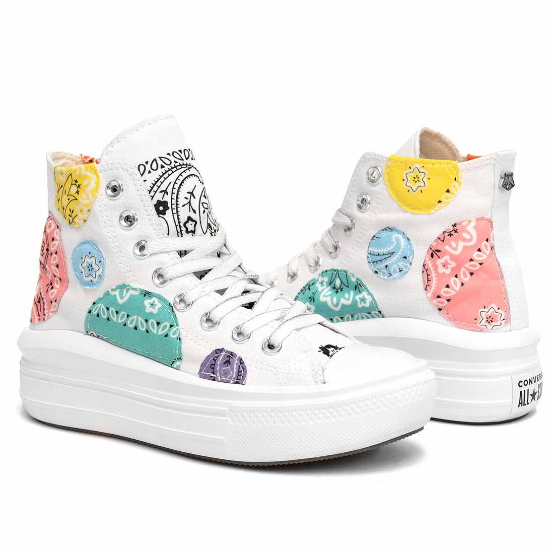 Converse All Star Alte Move Bianche Bandana a Pois - immagine 6