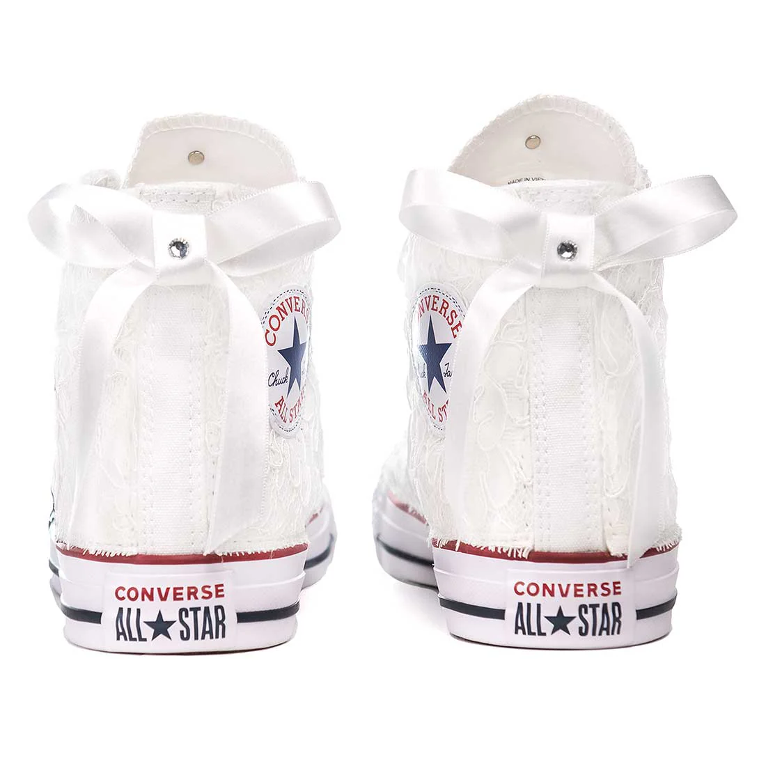 Converse All Star da Cerimonia - Alte Bianche con Pizzo e Fiocco in Raso - immagine 4